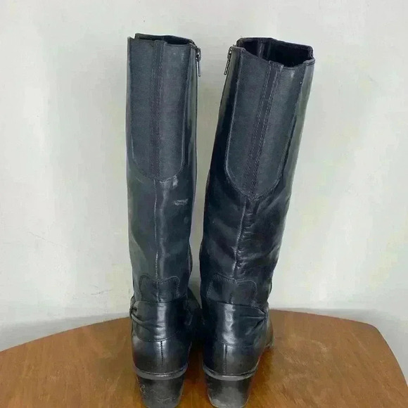 Clarks Black Leather Women’s Size 7.5 Boots Wyld Polka Comfort With Bow & Zip - Picture 4 of 9